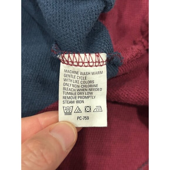 Izod Rock Washed Striped Polo Shirt Red/Blue Size XL - Picture 6 of 8